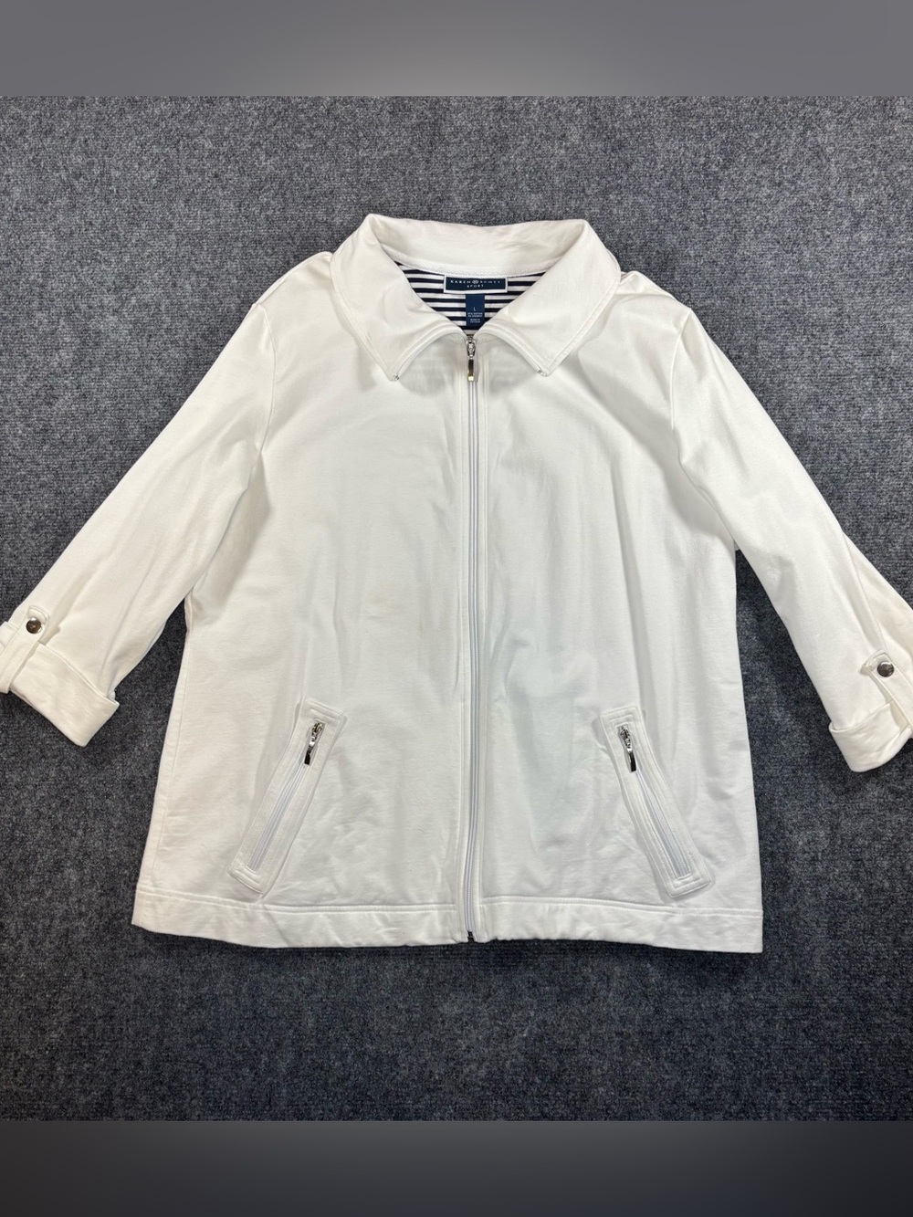 Karen Scott White Zip-Front Lightweight Jacket